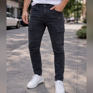 Hudson Jeans Dark Gray Cargo Pants Men’s Size 30 Slim Fit Stretch Utility